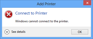Windows
					      cannot connect to the
					      printer.